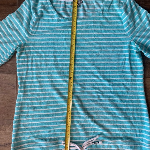 T by Talbots Aqua Striped Long Sleeve size L - Picture 5 of 7